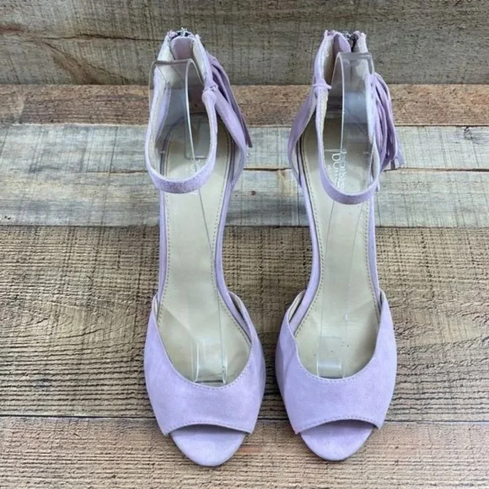Botkier‎ New York Purple Suede Leather Tassel Slingback Heel Womens 8 Peep Toe